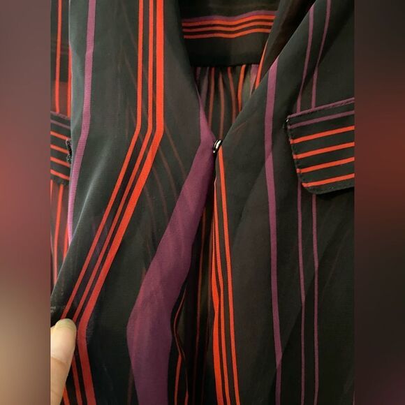 Bisou Bisou, Sheer, Red & Purple, Long Sleeve Blouse, So Cute, Size XS - Picture 6 of 8